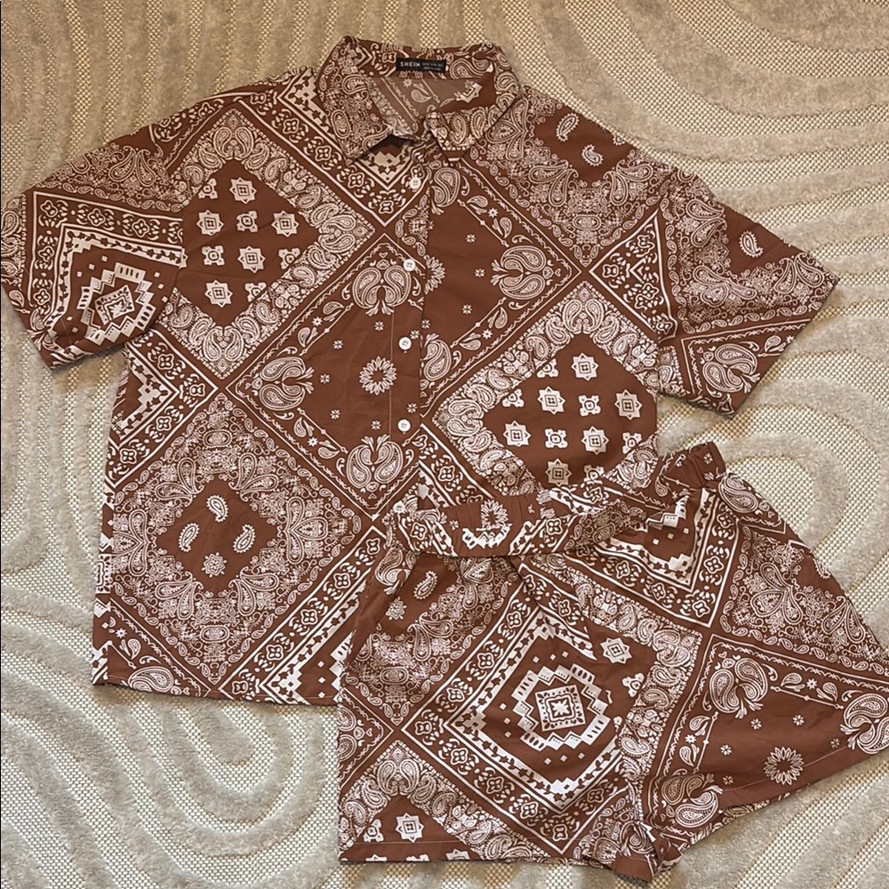 SHEIN Brown Paisley Two Piece